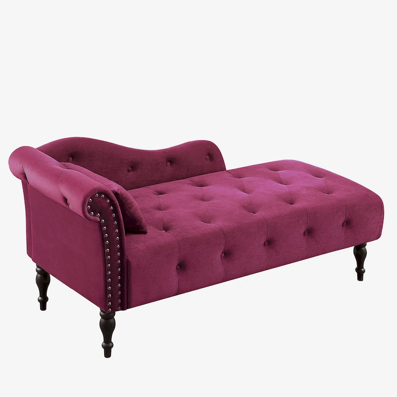 Chaise longue con tappezzeria capitonné in velluto rosa / bianco / blu / grigio / bordeaux, 1 posto