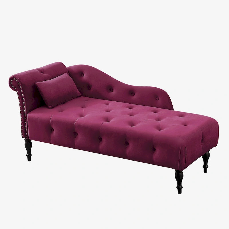 Chaise longue con tappezzeria capitonné in velluto rosa / bianco / blu / grigio / bordeaux, 1 posto