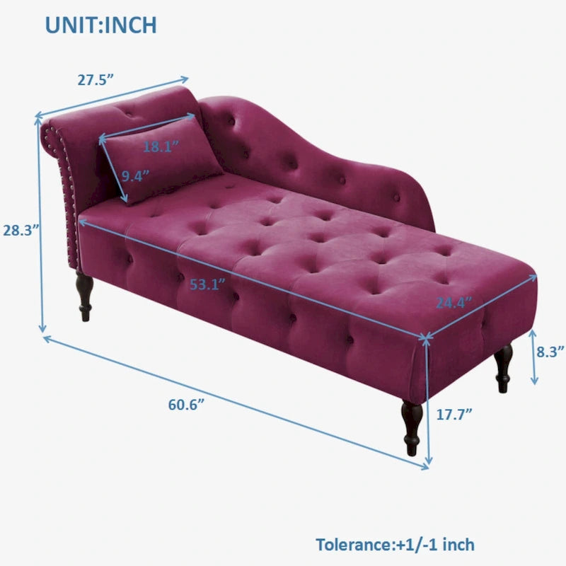 Chaise longue con tappezzeria capitonné in velluto rosa / bianco / blu / grigio / bordeaux, 1 posto
