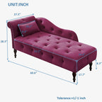 Chaise longue con tappezzeria capitonné in velluto rosa / bianco / blu / grigio / bordeaux, 1 posto
