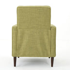 Poltrona reclinabile Mid-Century con poggiapiedi, rivestimento in tessuto verde, schienale capitonné, gambe in legno di faggio