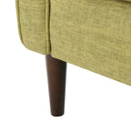 Poltrona reclinabile Mid-Century con poggiapiedi, rivestimento in tessuto verde, schienale capitonné, gambe in legno di faggio
