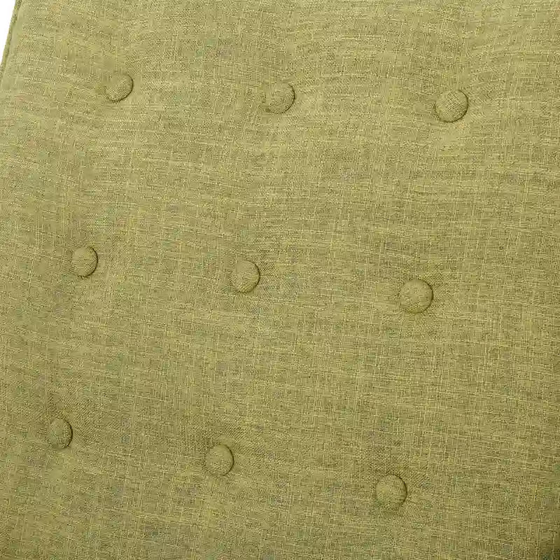Poltrona reclinabile Mid-Century con poggiapiedi, rivestimento in tessuto verde, schienale capitonné, gambe in legno di faggio