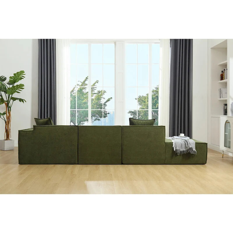 Verde 129.5 Divano Sezionale a L a 4 Posti Minimalista Modulare con Chaise Longue, Design Versatile a Combinazione Libera