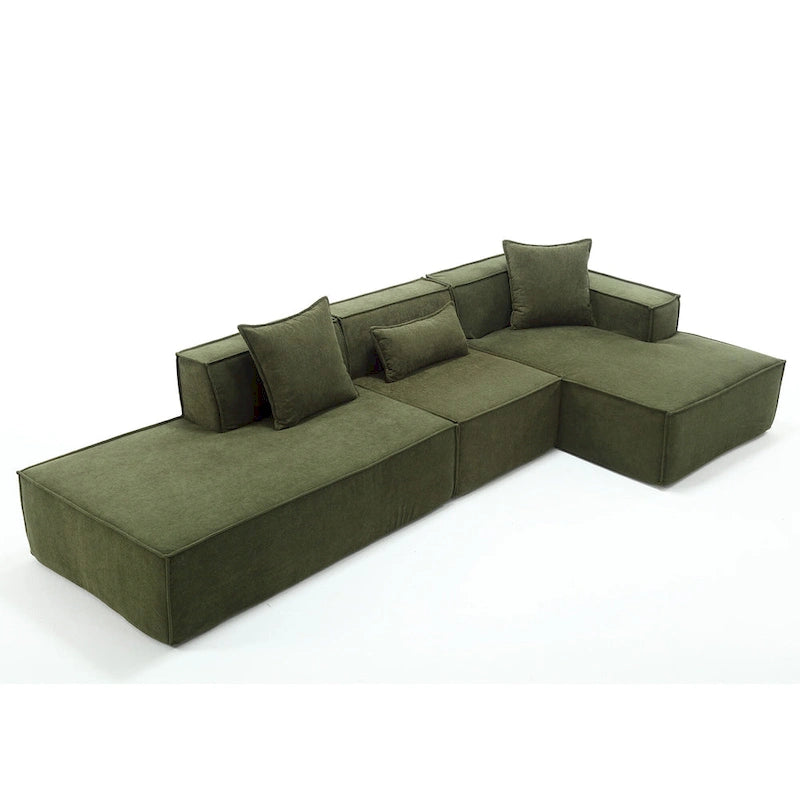 Verde 129.5 Divano Sezionale a L a 4 Posti Minimalista Modulare con Chaise Longue, Design Versatile a Combinazione Libera