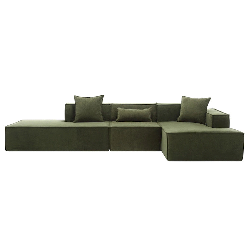 Verde 129.5 Divano Sezionale a L a 4 Posti Minimalista Modulare con Chaise Longue, Design Versatile a Combinazione Libera