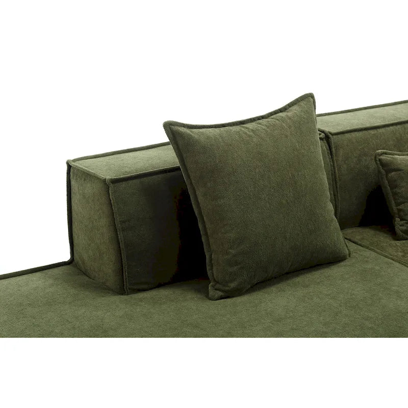Verde 129.5 Divano Sezionale a L a 4 Posti Minimalista Modulare con Chaise Longue, Design Versatile a Combinazione Libera