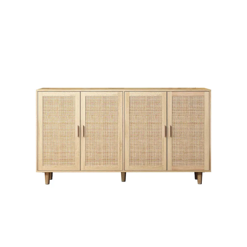 Mobile contenitore decorativo moderno a 4 ante in rattan con ripiani regolabili per camera da letto, soggiorno