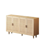 Mobile contenitore decorativo moderno a 4 ante in rattan con ripiani regolabili per camera da letto, soggiorno