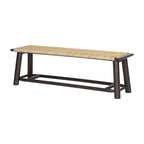 Panca in Legno Massello e Rattan Stile Fattoria Moderna - Panca da Interno ed Esterno Coperto da 150 cm Finitura Noce Design Multifunzionale