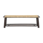 Panca in Legno Massello e Rattan Stile Fattoria Moderna - Panca da Interno ed Esterno Coperto da 150 cm Finitura Noce Design Multifunzionale