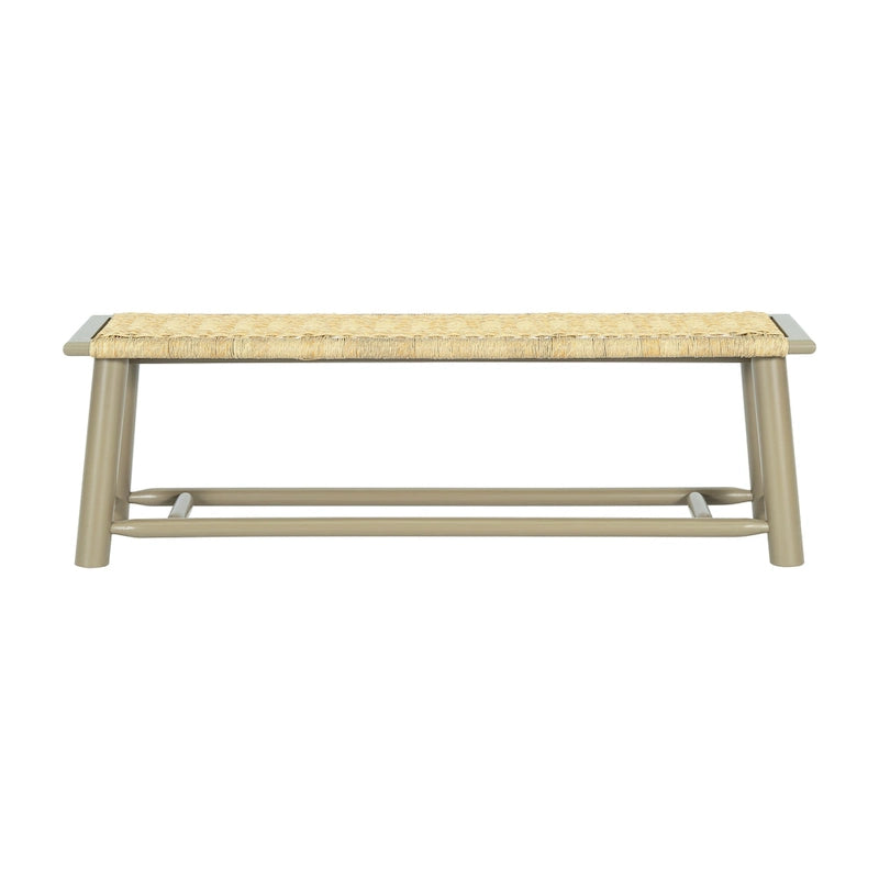 Panca in Legno Massello e Rattan Stile Fattoria Moderna - Panca da Interno ed Esterno Coperto da 150 cm Finitura Noce Design Multifunzionale