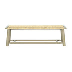 Panca in Legno Massello e Rattan Stile Fattoria Moderna - Panca da Interno ed Esterno Coperto da 150 cm Finitura Noce Design Multifunzionale