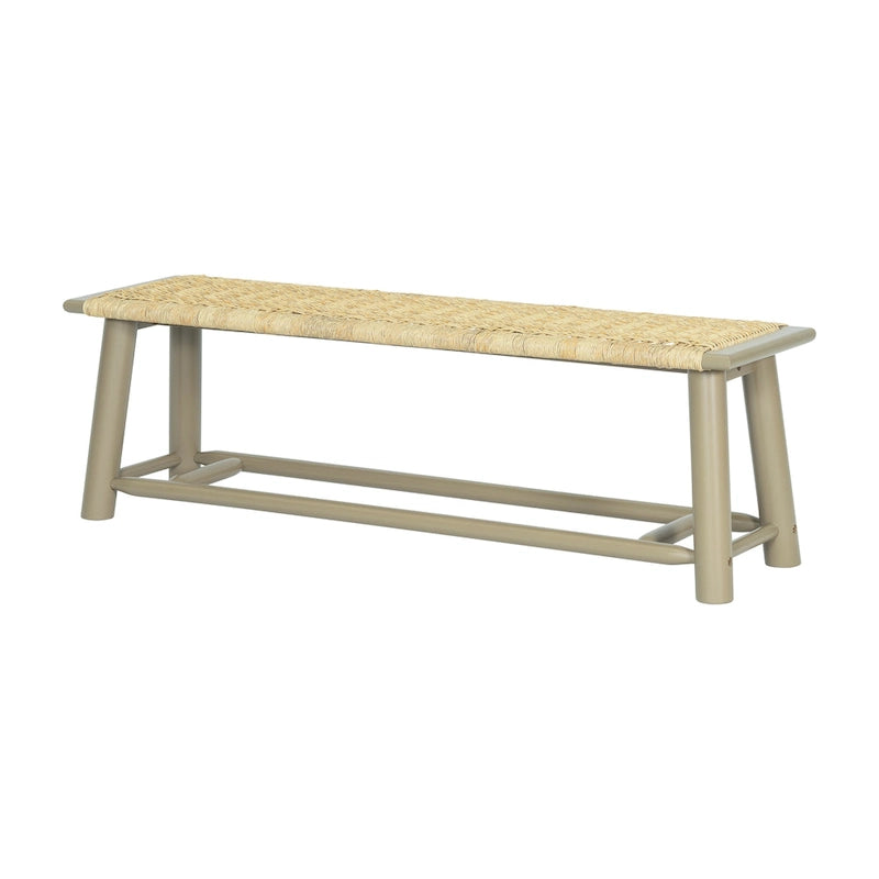 Panca in Legno Massello e Rattan Stile Fattoria Moderna - Panca da Interno ed Esterno Coperto da 150 cm Finitura Noce Design Multifunzionale