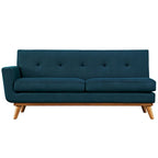Divanetto a due posti con bracciolo sinistro in tessuto grigio/bianco in stile Mid-Century Modern