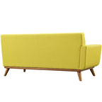 Divanetto a due posti con bracciolo sinistro in tessuto grigio/bianco in stile Mid-Century Modern