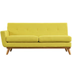 Divanetto a due posti con bracciolo sinistro in tessuto grigio/bianco in stile Mid-Century Modern