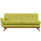 Divanetto a due posti con bracciolo sinistro in tessuto grigio/bianco in stile Mid-Century Modern