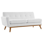 Divanetto a due posti con bracciolo sinistro in tessuto grigio/bianco in stile Mid-Century Modern