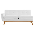 Divanetto a due posti con bracciolo sinistro in tessuto grigio/bianco in stile Mid-Century Modern