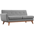 Divanetto a due posti con bracciolo sinistro in tessuto grigio/bianco in stile Mid-Century Modern