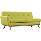 Divanetto a due posti con bracciolo sinistro in tessuto grigio/bianco in stile Mid-Century Modern