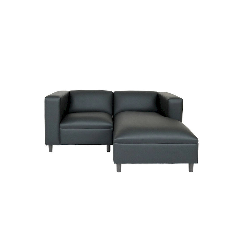 Divano a L Mid Century Modern in ecopelle con struttura in legno massello rivestita