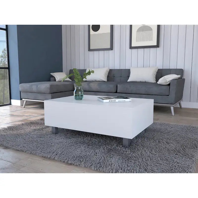 Tavolino da caffè con ripiano sollevabile multicolor e vano portaoggetti a scomparsa, 1 pezzo