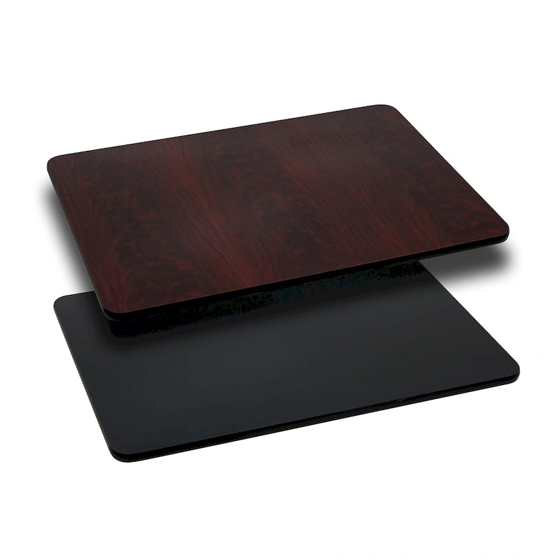 Piano del tavolo laminato reversibile 24x42 nero/mogano e naturale/noce