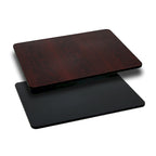 Piano del tavolo laminato reversibile 24x42 nero/mogano e naturale/noce