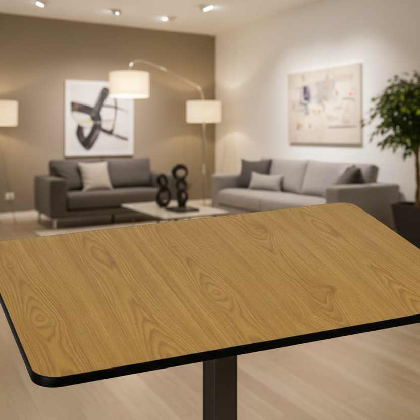 Piano del tavolo laminato reversibile 24x42 nero/mogano e naturale/noce