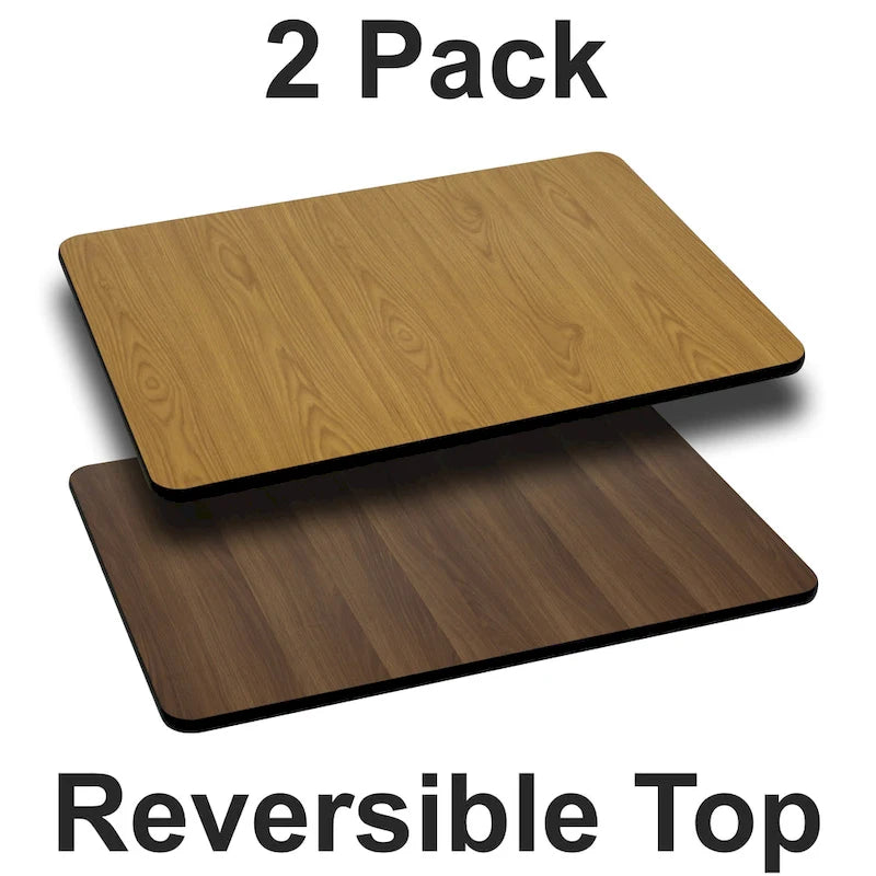 Piano del tavolo laminato reversibile 24x42 nero/mogano e naturale/noce