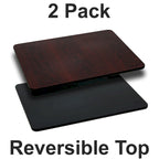 Piano del tavolo laminato reversibile 24x42 nero/mogano e naturale/noce