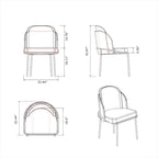 Sedia Lacey curva con schienale, set da 2 pezzi
