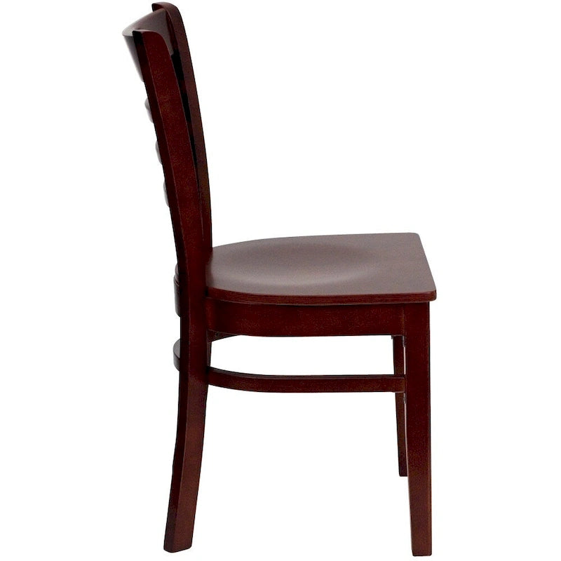 Sedia da Ristorante con Schienale a Doghe in Legno (Set da 2)