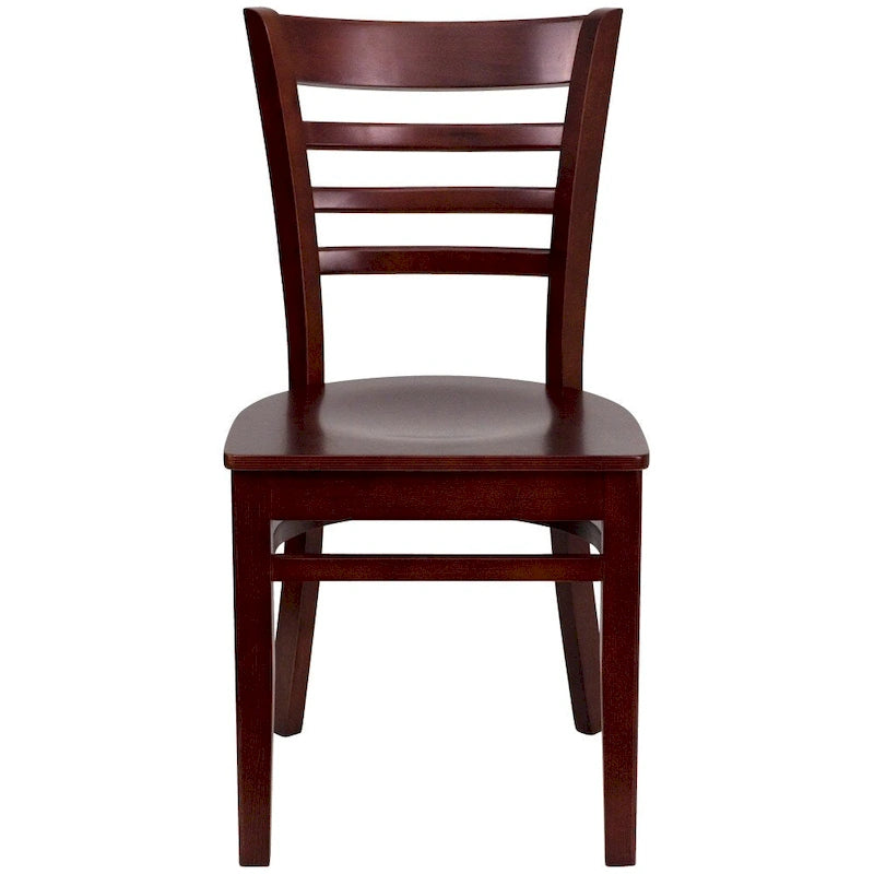 Sedia da Ristorante con Schienale a Doghe in Legno (Set da 2)
