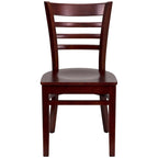 Sedia da Ristorante con Schienale a Doghe in Legno (Set da 2)