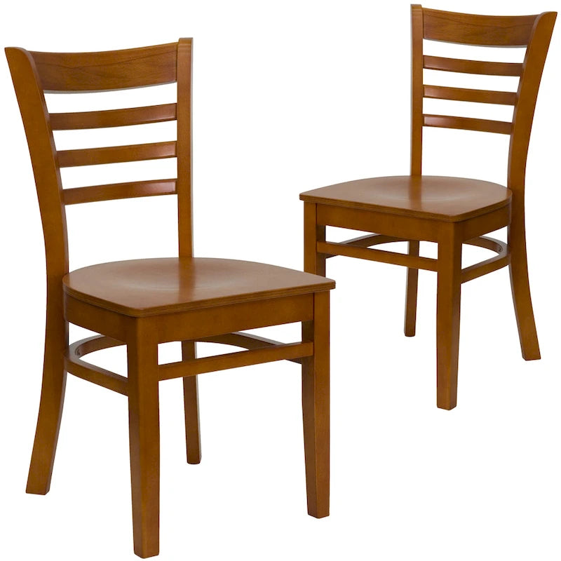 Sedia da Ristorante con Schienale a Doghe in Legno (Set da 2)