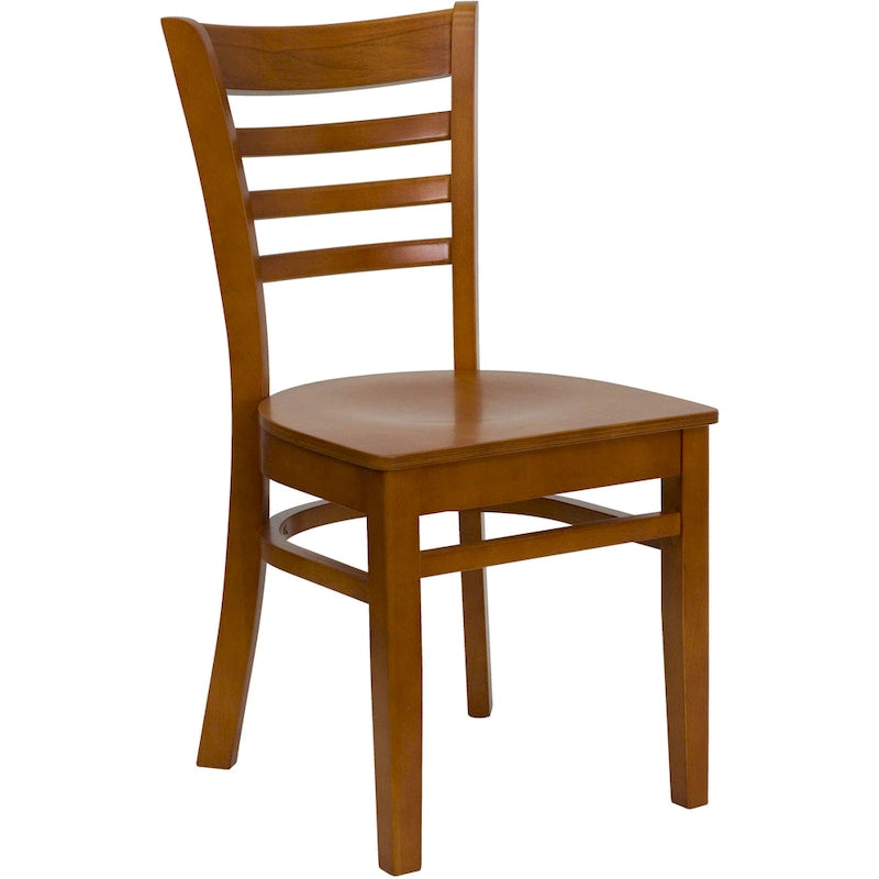 Sedia da Ristorante con Schienale a Doghe in Legno (Set da 2)