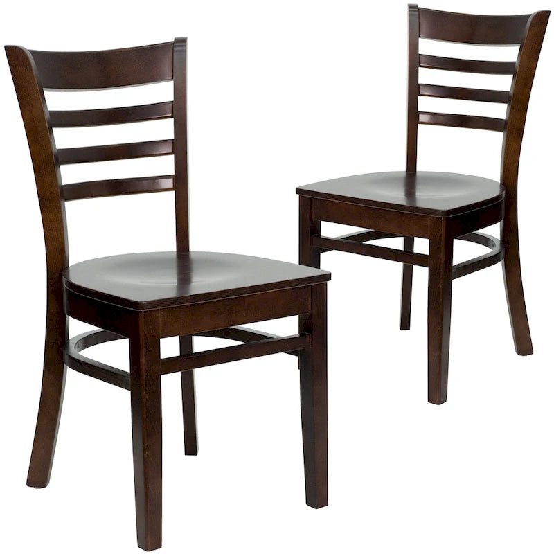 Sedia da Ristorante con Schienale a Doghe in Legno (Set da 2)