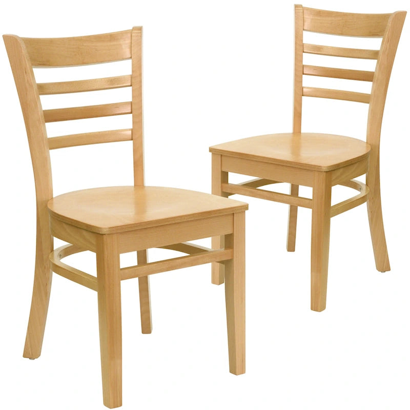 Sedia da Ristorante con Schienale a Doghe in Legno (Set da 2)