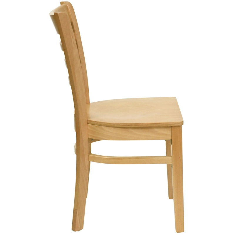 Sedia da Ristorante con Schienale a Doghe in Legno (Set da 2)