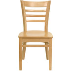 Sedia da Ristorante con Schienale a Doghe in Legno (Set da 2)