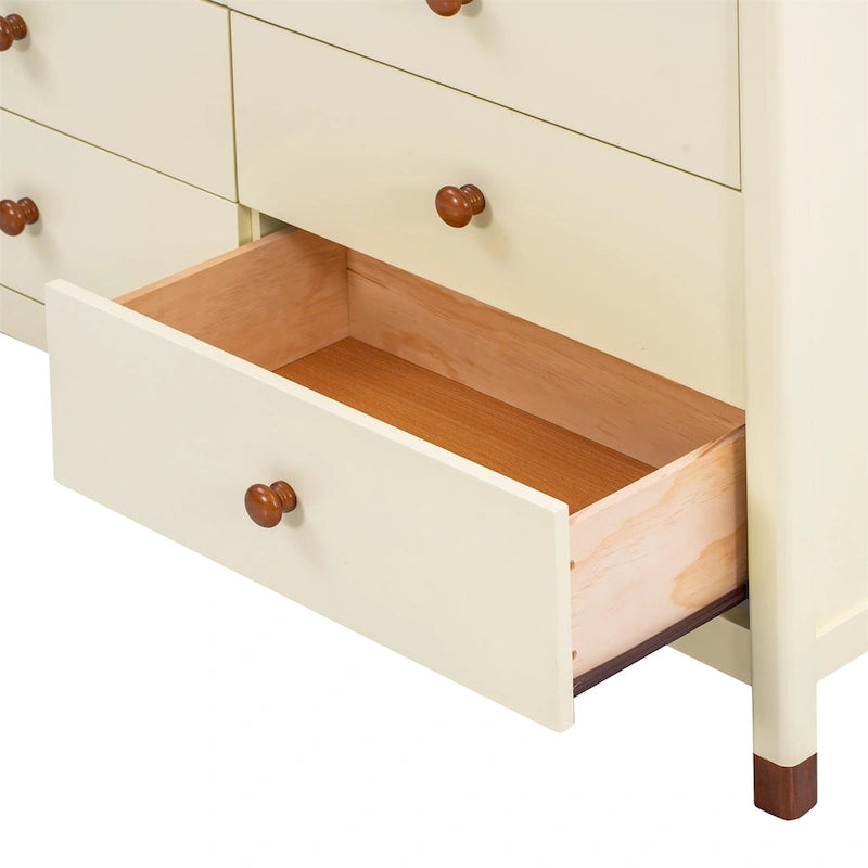 Comò a 6 cassetti, Crema / Bianco / Bianco+Rosa, per 1 Persona