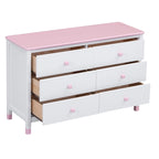 Comò a 6 cassetti, Crema / Bianco / Bianco+Rosa, per 1 Persona