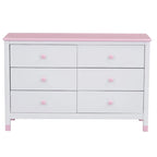 Comò a 6 cassetti, Crema / Bianco / Bianco+Rosa, per 1 Persona