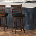 Sgabello da bancone con schienale a pioli Antique Oak/Espresso e nero con seduta girevole, 1 posto