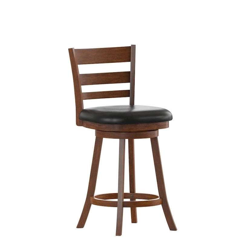 Sgabello da bancone con schienale a pioli Antique Oak/Espresso e nero con seduta girevole, 1 posto