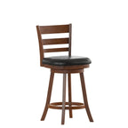 Sgabello da bancone con schienale a pioli Antique Oak/Espresso e nero con seduta girevole, 1 posto