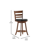 Sgabello da bancone con schienale a pioli Antique Oak/Espresso e nero con seduta girevole, 1 posto